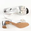 Srebrne silikonowe sandały damskie na obcasie z kryształami, transparentne SABATINA 2014-5