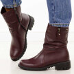 Bordowe wysokie skórzane Polskie botki damskie zimowe na traperze Gregors 793 Gruby Spód