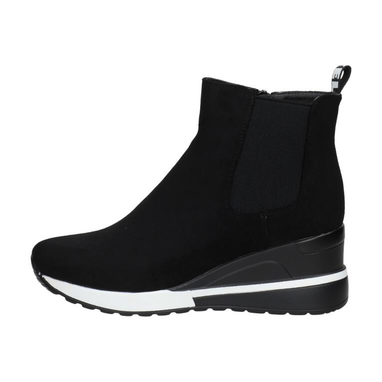 Czarne botki damskie, sneakersy na zimę na koturnie VINCEZA 10834