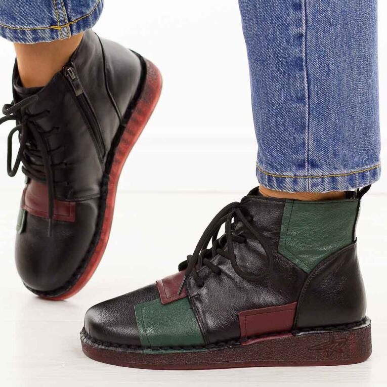 Czarne skórzane botki damskie Cambell 15306