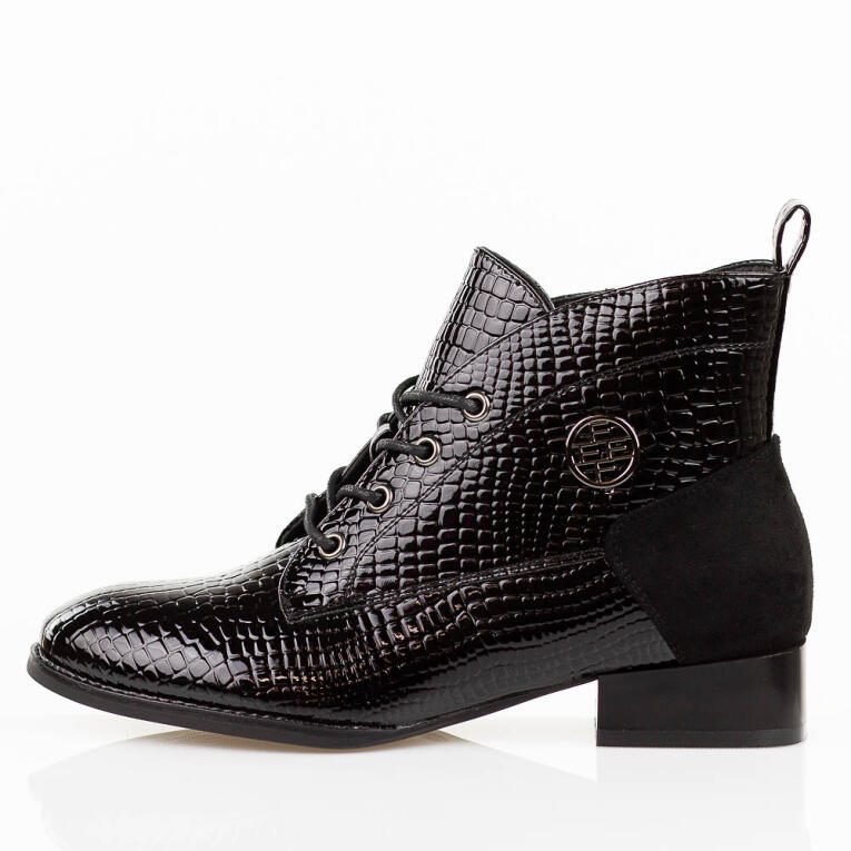 Czarne lakierowane botki damskie Filippo DBT4824/25