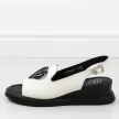 Białe skórzane sandały damskie na koturnie Filippo Ds6069/24