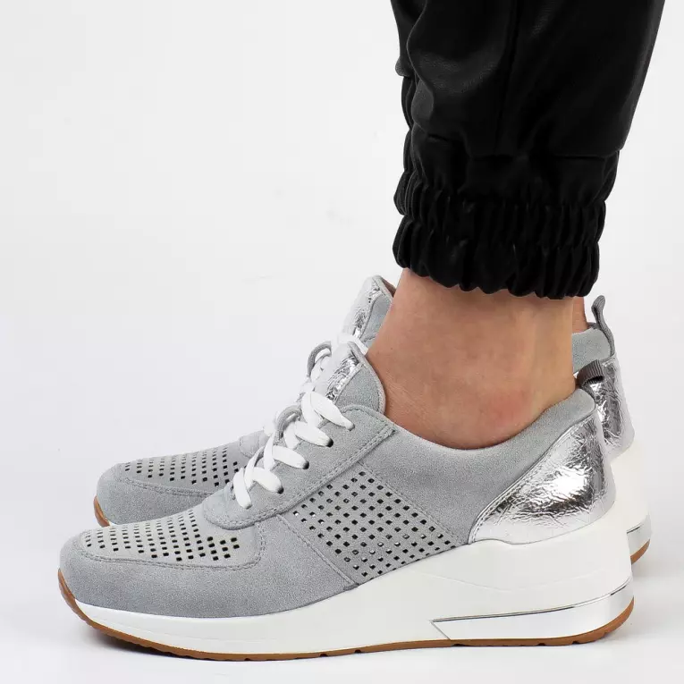 Szare sneakersy damskie, półbuty na koturnie JEZZI 2175-1