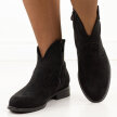 Czarne jesienne zamszowe ażurowe botki damskie S.Barski 52-532