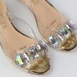 Złote silikonowe sandały damskie na obcasie z kryształami, transparentne DiA 1037-11