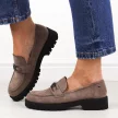 Loafersy damskie, khaki zamszowe mokasyny Potocki 21047