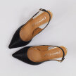 Czarne skórzane czółenka damskie z odkrytą pietą na słupku, sandały PRESTIGE 2283