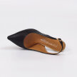 Czarne skórzane czółenka damskie z odkrytą pietą na słupku, sandały PRESTIGE 2283