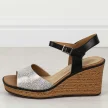 Srebrne sandały damskie na koturnie Sergio Leone sk229