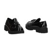 Czarne lakierowane loafersy damskie mokasyny POTOCKI 21065