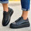 Czarne skórzane POLSKIE sneakersy damskie na platformie DEONI D161