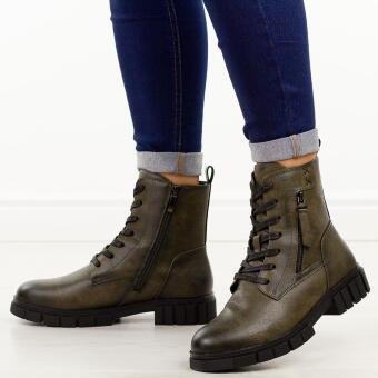 Zielone botki damskie na traperze Potocki 19321