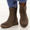 Brązowe skórzane Polskie botki damskie zimowe Gregors 1096