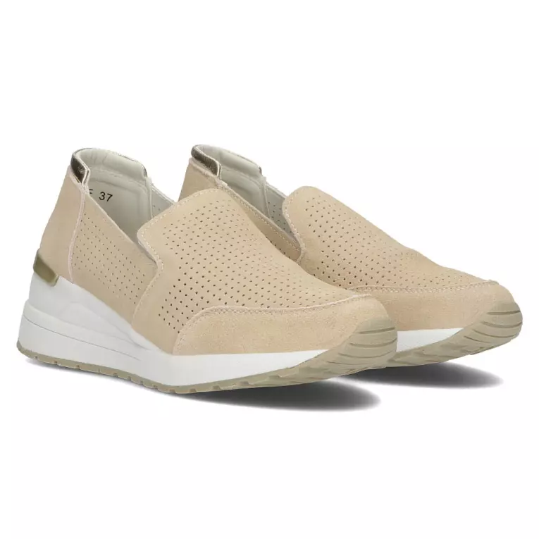 Beżowe skórzane sneakersy damskie FILIPPO DP3537/22