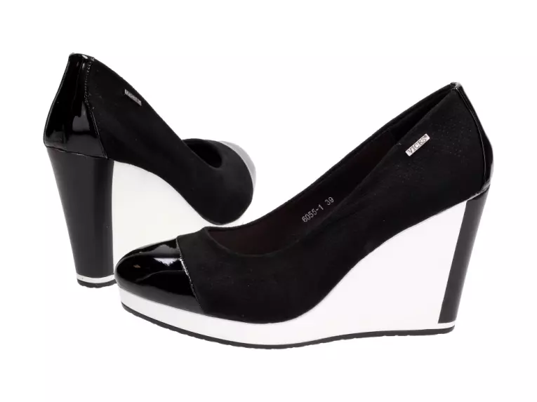 Czarne czółenka damskie Vices 6055-1 Koturna