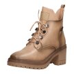 Beżowe botki damskie na obcasie, workery VINCEZA 10813 PU