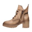 Beżowe botki damskie na obcasie, workery VINCEZA 10813 PU