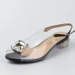 Czarne silikonowe sandały damskie na obcasie z kryształem, transparentne DiA 1037-10