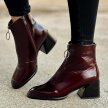 Bordowe lakierowane botki damskie na obcasie Filippo Dbt3111/22
