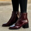 Bordowe lakierowane botki damskie na obcasie Filippo Dbt3111/22