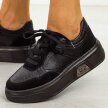 Czarne skórzane sneakersy damskie Sergio Leone Sp026