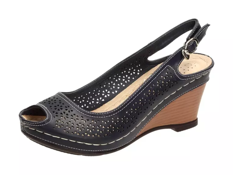 Comfort Granatowe sandały damskie Sabatina 925