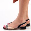 Granatowe silikonowe sandały damskie na obcasie, transparentne SABATINA 380-20