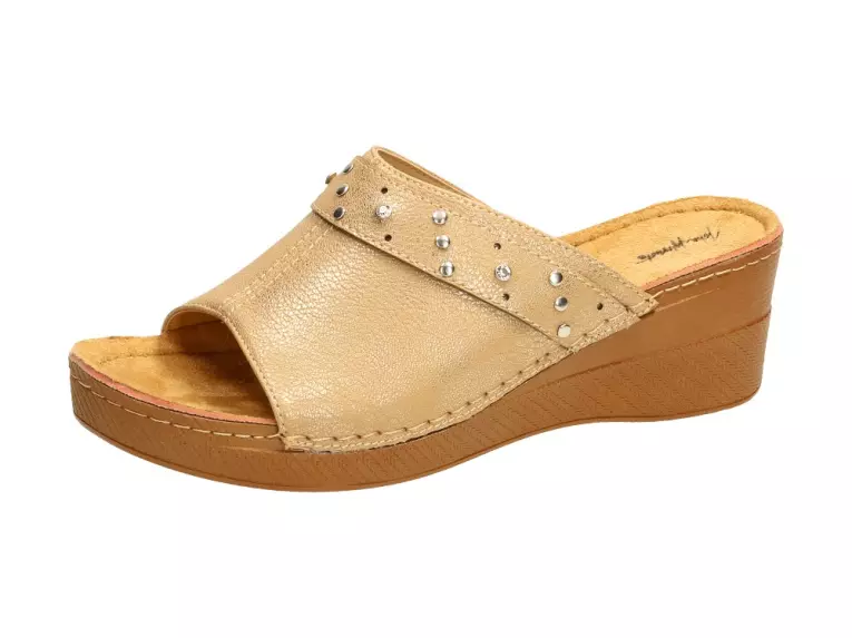 Złote klapki, buty damskie Wishot Kl004