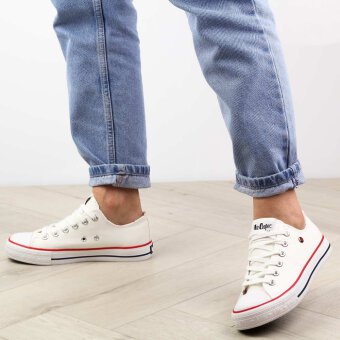 Białe tekstylne trampki damskie LEE COOPER 0875L