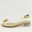Złote silikonowe sandały damskie na obcasie z ozdobą, transparentne Potocki 43301