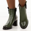 Zielone skórzane botki damskie na słupku T.Sokolski Z25-216