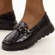 Czarne lakierowane skórzane mokasyny damskie Filippo Dp6467/25