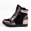 Czarne botki damskie na koturnie, sneakersy skórzane FILIPPO DP3148/21 BK GN