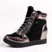 Czarne botki damskie na koturnie, sneakersy skórzane FILIPPO DP3148/21 BK GN