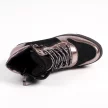 Czarne botki damskie na koturnie, sneakersy skórzane FILIPPO DP3148/21 BK GN