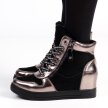 Czarne botki damskie na koturnie, sneakersy skórzane FILIPPO DP3148/21 BK GN