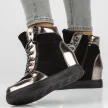 Czarne botki damskie na koturnie, sneakersy skórzane FILIPPO DP3148/21 BK GN