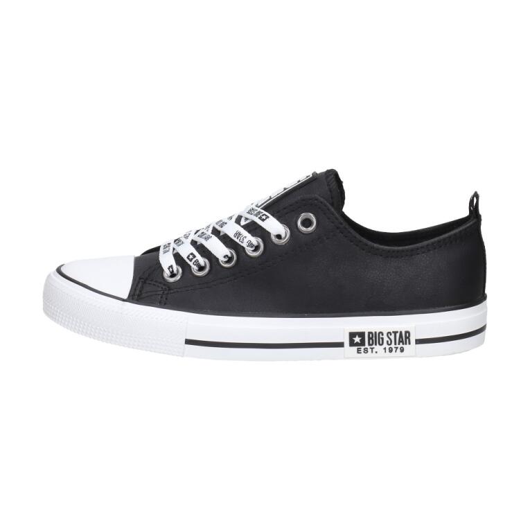Czarne trampki damskie ze skóry eko BIG STAR KK274096