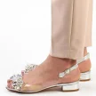 Srebrne silikonowe sandały damskie na obcasie, transparentne SABATINA 380-8