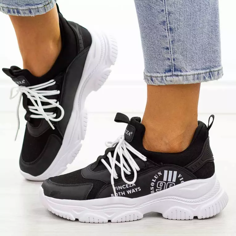 Czarne sneakersy damskie Vinceza 8771