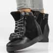 Czarne botki damskie na koturnie, sneakersy skórzane FILIPPO DP3148/21 BK