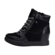 Czarne botki damskie na koturnie, sneakersy skórzane FILIPPO DP3148/21 BK