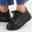 Czarne skórzane sneakersy damskie na platformie Filippo Dp6382/24