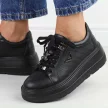 Czarne skórzane sneakersy damskie na platformie Filippo Dp6382/24