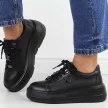 Czarne skórzane sneakersy damskie na platformie Filippo Dp6382/24