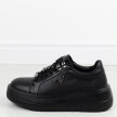 Czarne skórzane sneakersy damskie na platformie Filippo Dp6382/24