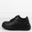 Czarne skórzane sneakersy damskie na platformie Filippo Dp6382/24
