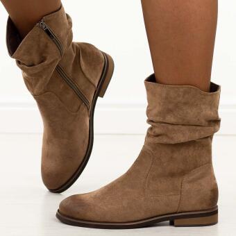 Khaki zamszowe botki damskie Potocki 19311