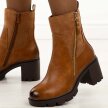 Camelowe botki damskie na obcasie M.Daszyński 23108A-14