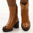 Camelowe botki damskie na obcasie M.Daszyński 23108A-14